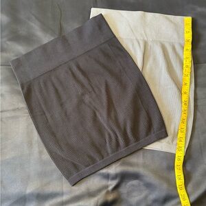 SHEIN Two-Pack Ribbed Mini Skirts in Black and Light Gray